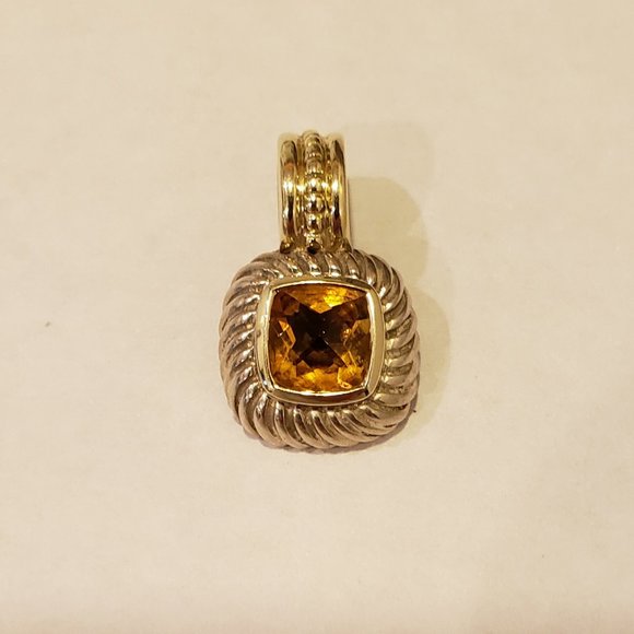**SOLD**David Yurman Petite Albion Citrine Cable Pendant Sterling Sliver & 14k - Picture 5 of 7